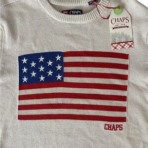 Chaps American Flag USA Sweater Men Size Small Oatmeal Heather
Crewneck NEW